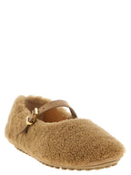 Beige Lamb Leather Ballet Flats