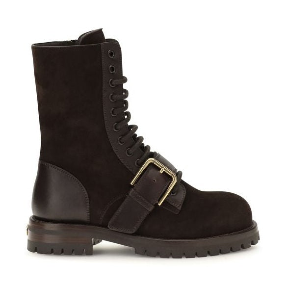 Black Calf Leather Bos Taurus Lace-Up Boots