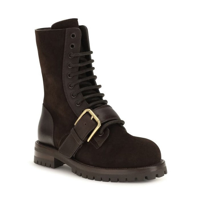 Black Calf Leather Bos Taurus Lace-Up Boots