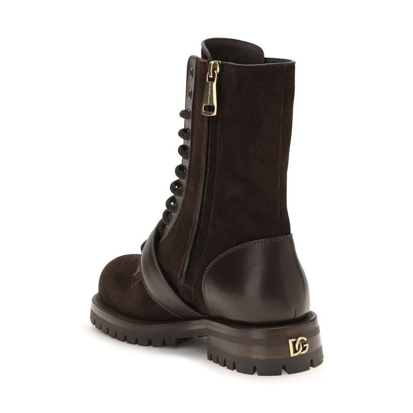Black Calf Leather Bos Taurus Lace-Up Boots