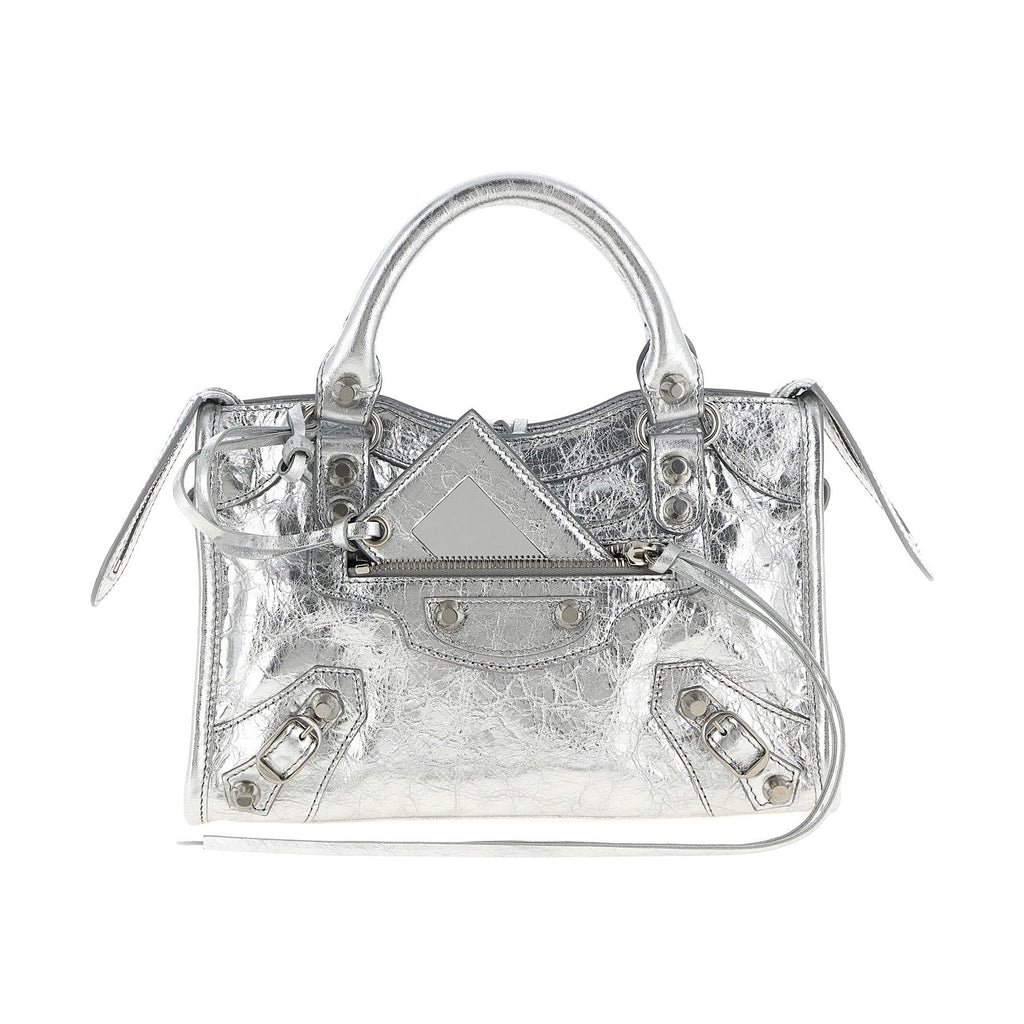 Silver Lamb Leather Handbag