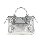Silver Lamb Leather Handbag