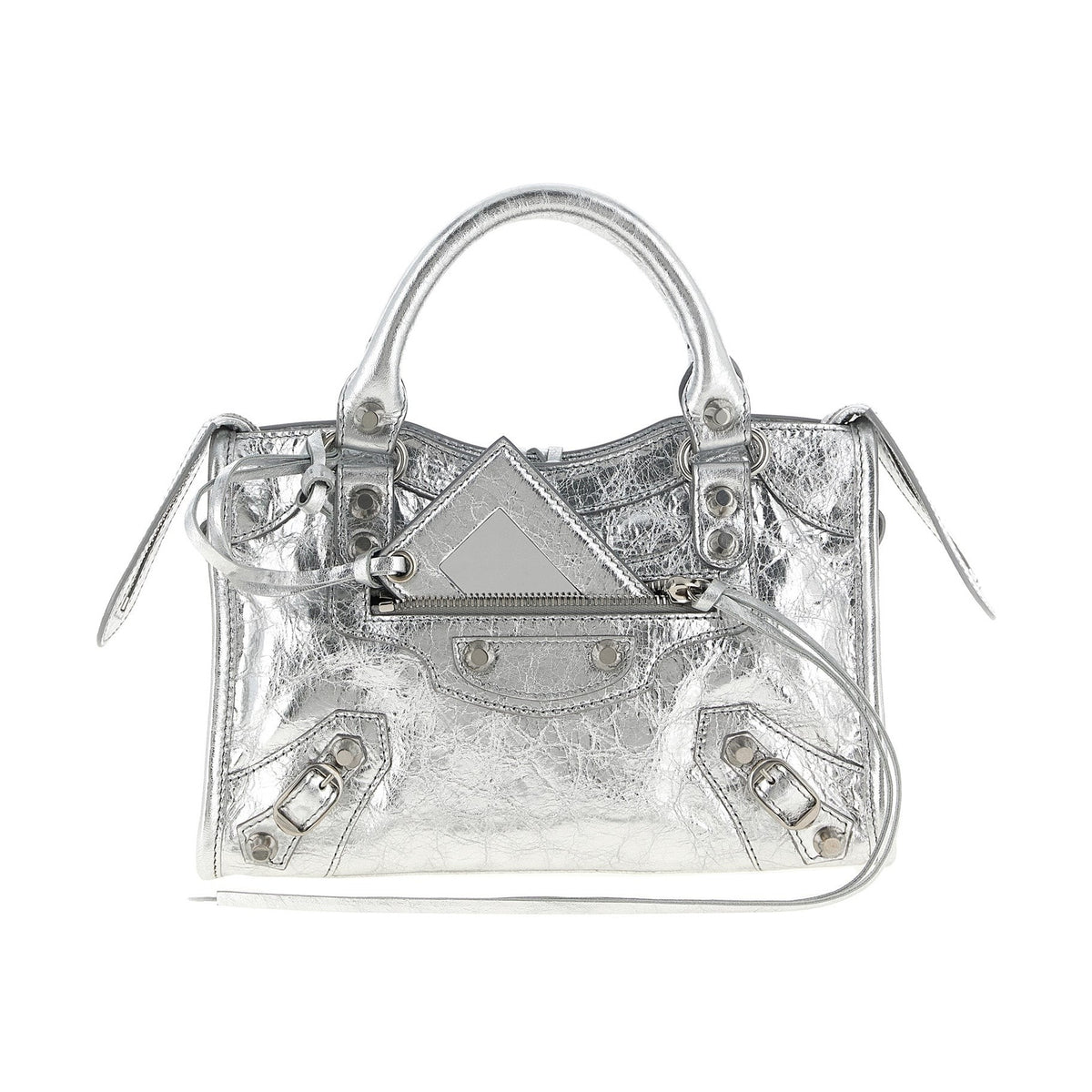 Silver Lamb Leather Handbag