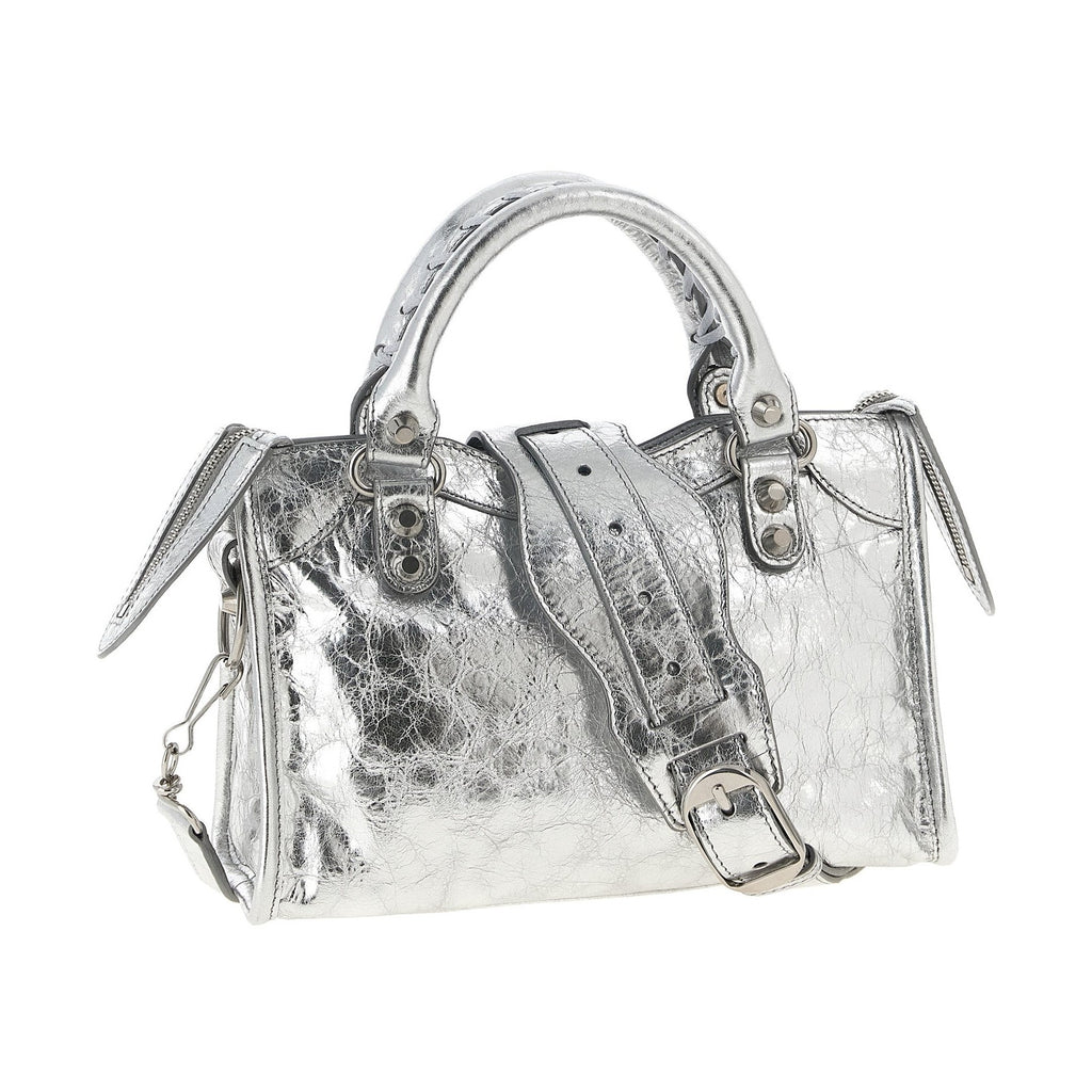 Silver Lamb Leather Handbag