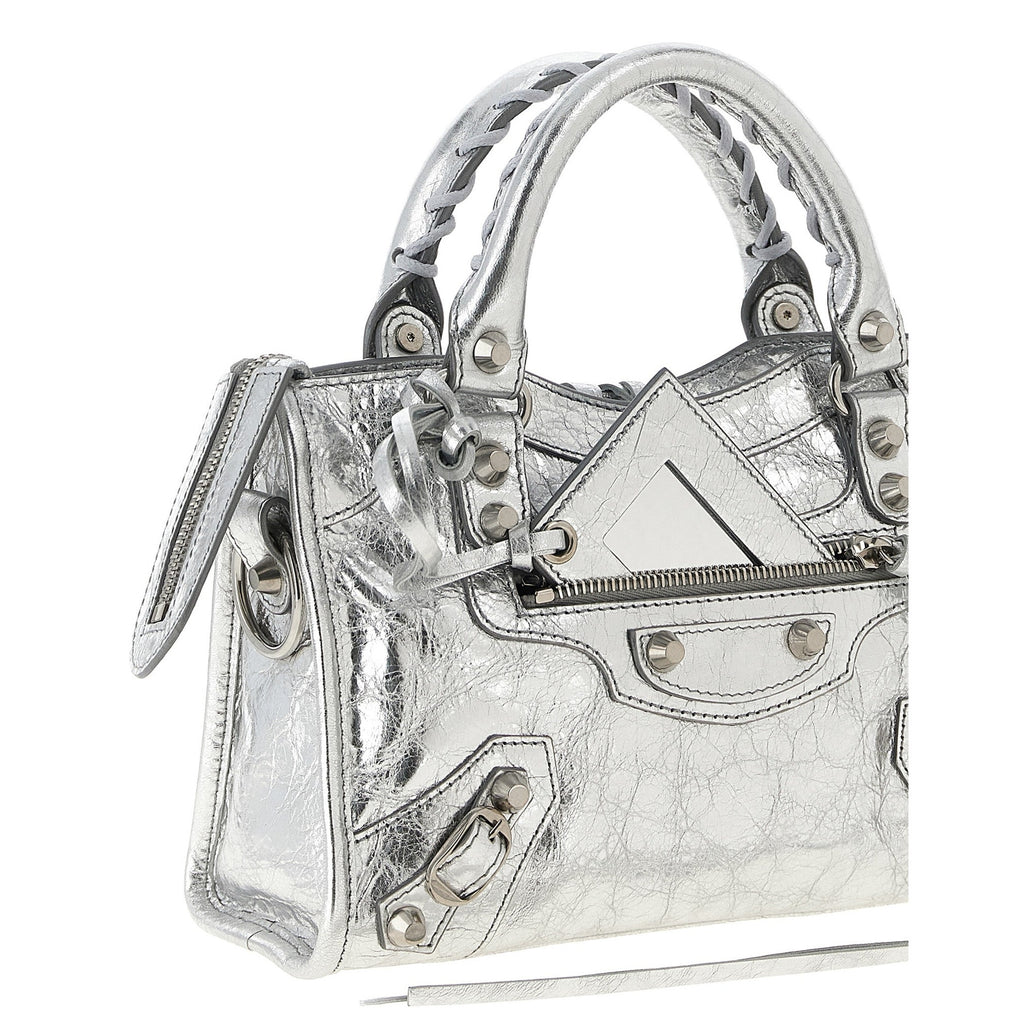 Silver Lamb Leather Handbag