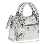 Silver Lamb Leather Handbag