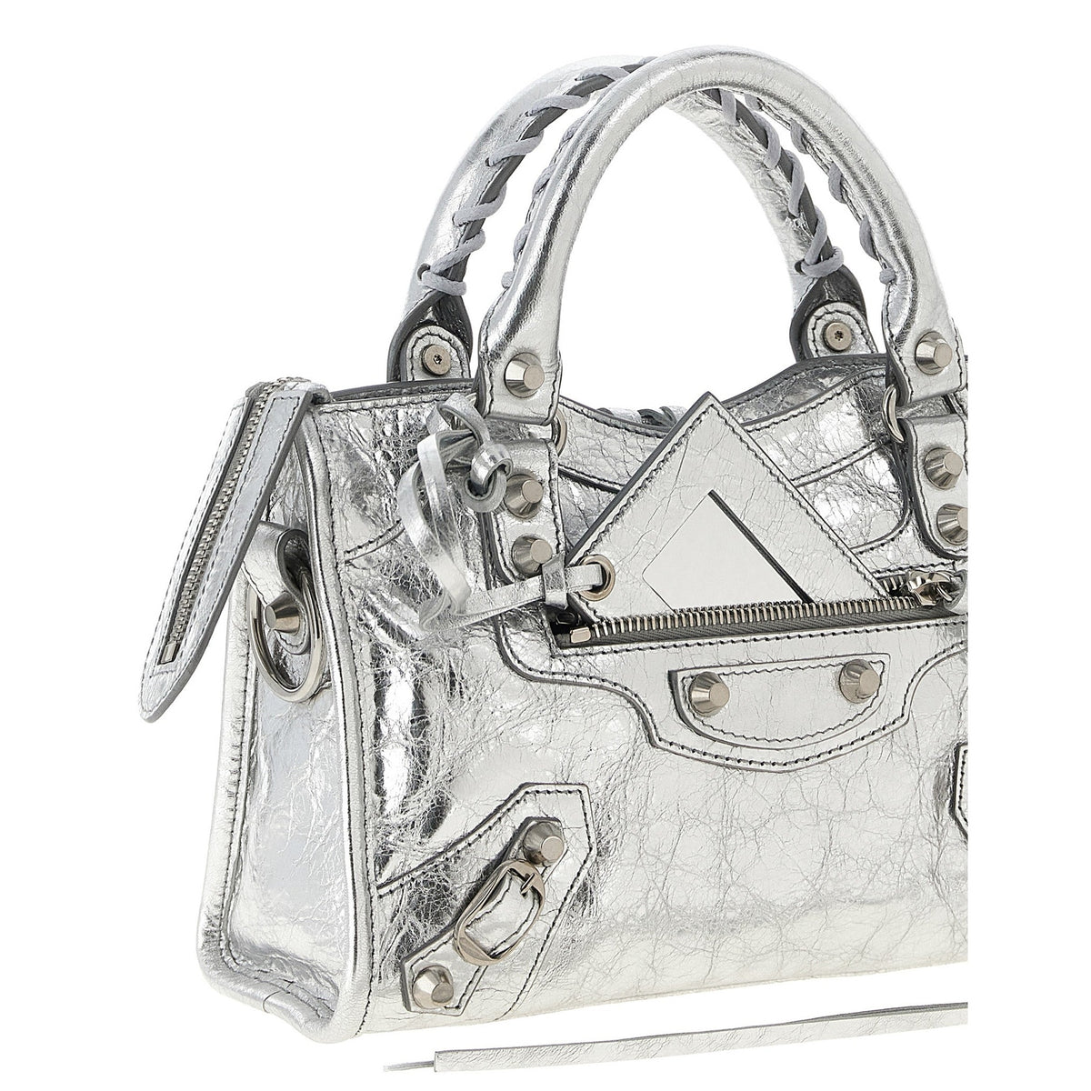 Silver Lamb Leather Handbag