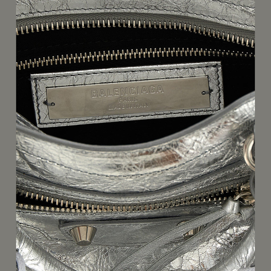 Silver Lamb Leather Handbag