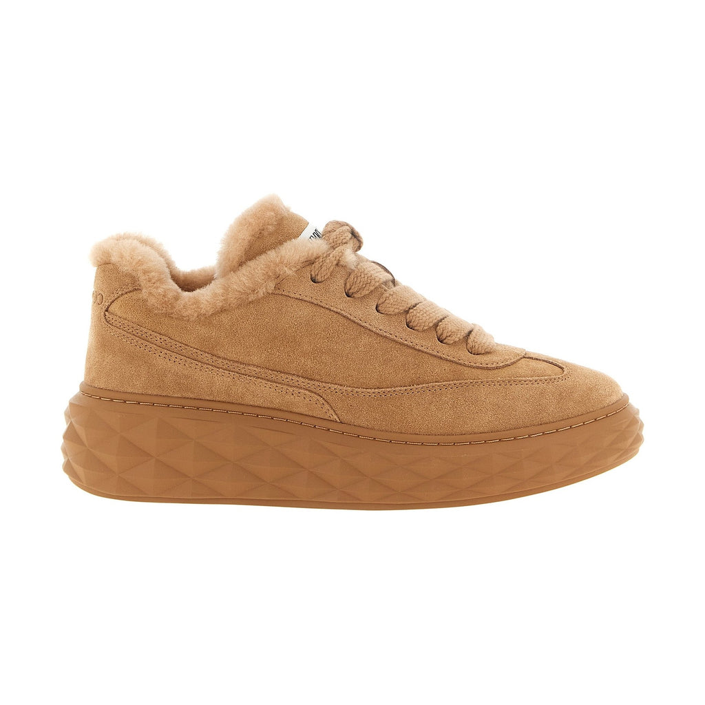 Beige Lamb Leather Chunky Sneakers