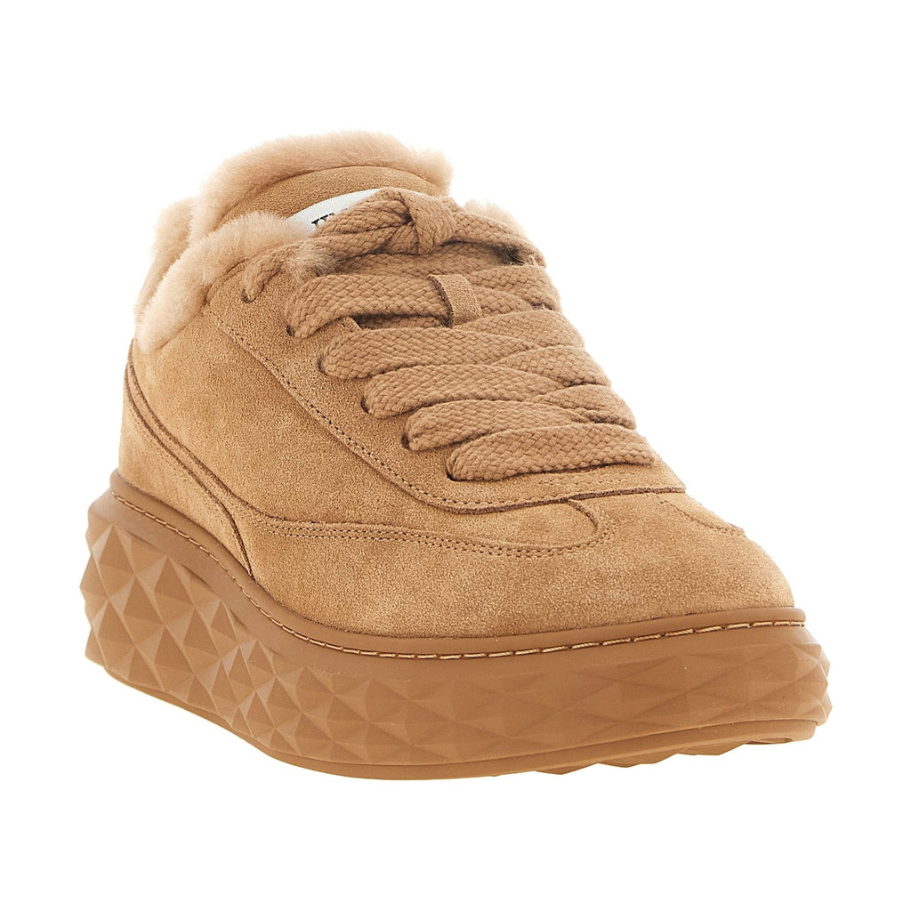 Beige Lamb Leather Chunky Sneakers