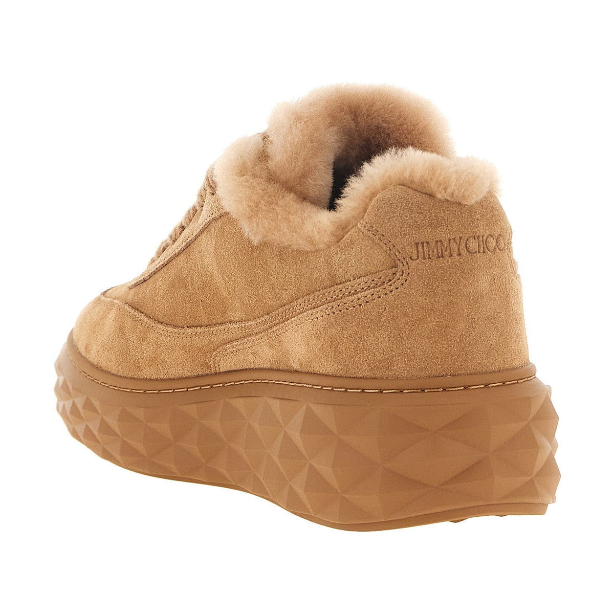Beige Lamb Leather Chunky Sneakers