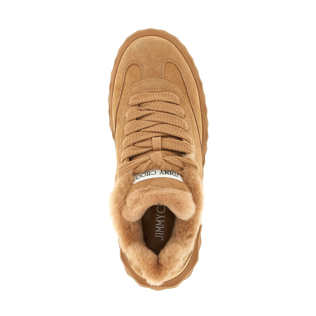 Beige Lamb Leather Chunky Sneakers