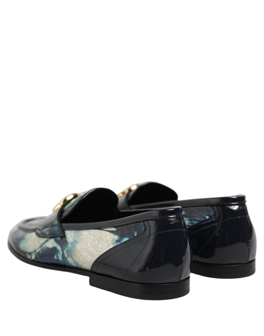 Metallic Blue Silver Leather DG Loafers Shoes