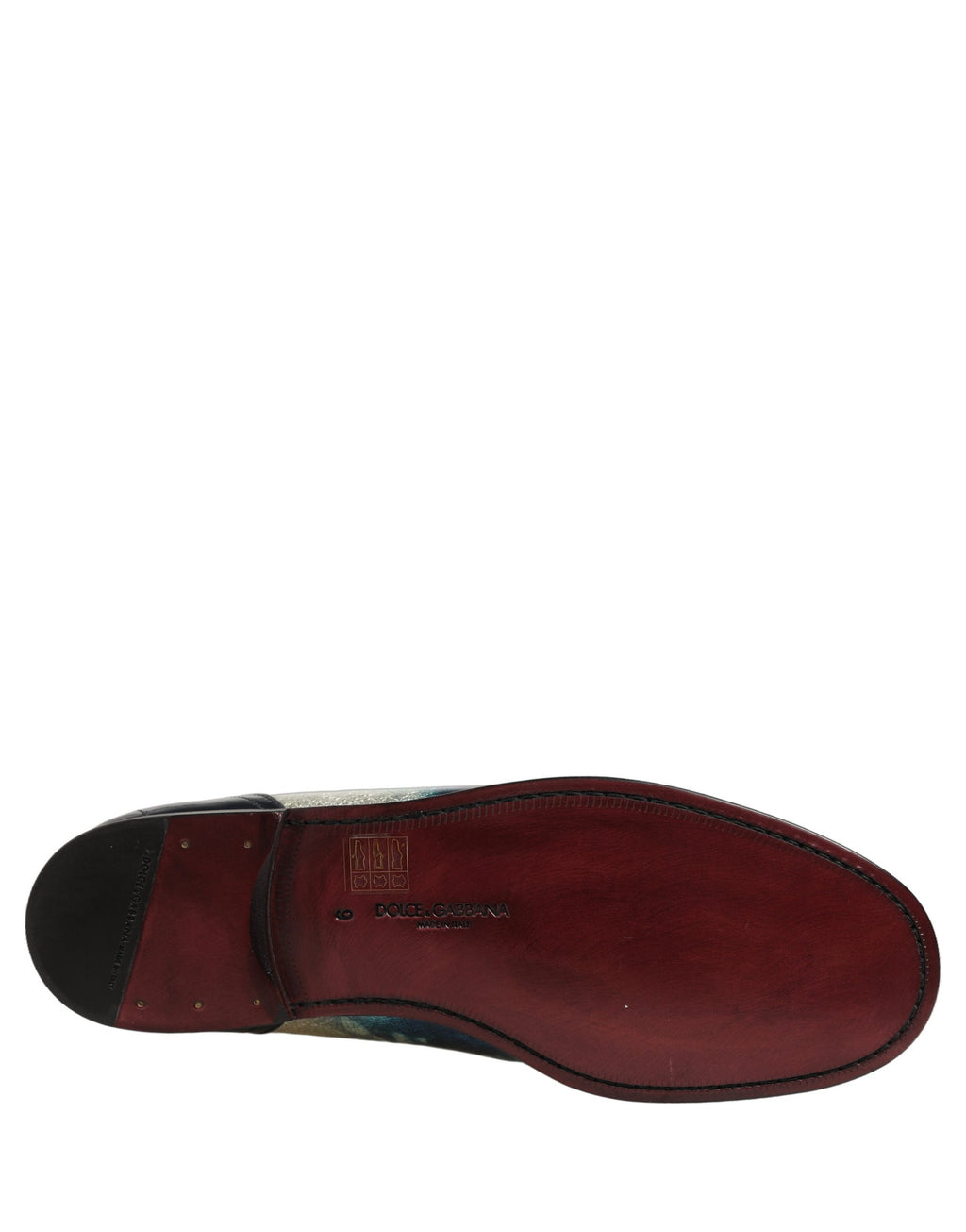 Metallic Blue Silver Leather DG Loafers Shoes
