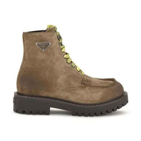 Brown Suede Leather Lace-Up Boots