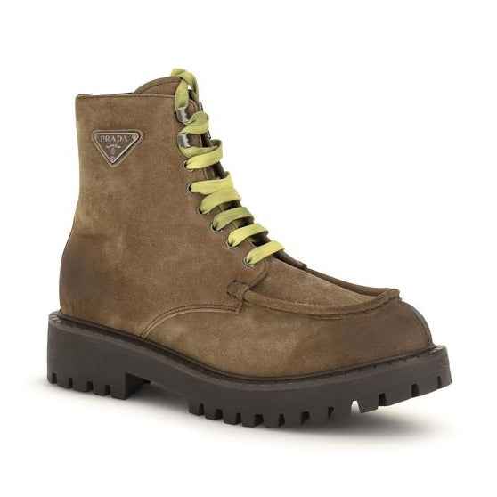 Brown Suede Leather Lace-Up Boots