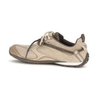 Beige Suede Leather Athletic Sneakers