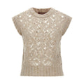 Beige Alpaca Leather Sleeveless Jacket