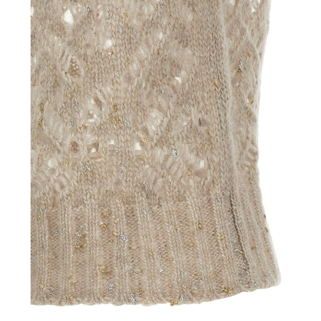 Beige Alpaca Leather Sleeveless Jacket