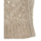 Beige Alpaca Leather Sleeveless Jacket