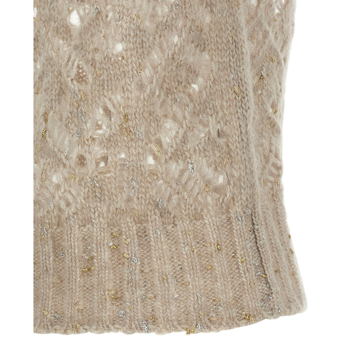 Beige Alpaca Leather Sleeveless Jacket
