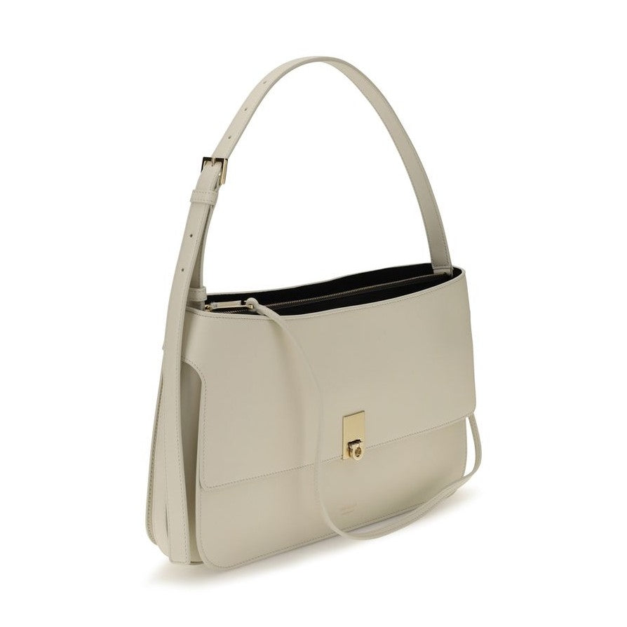 Beige Calf Leather Bos Taurus Shoulder Bag