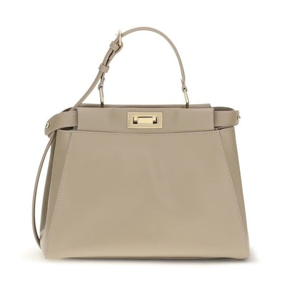 Beige Calf Leather Bos Taurus Shoulder Bag