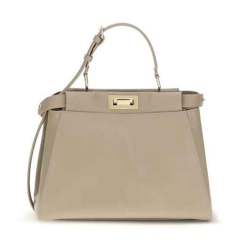 Beige Calf Leather Bos Taurus Shoulder Bag