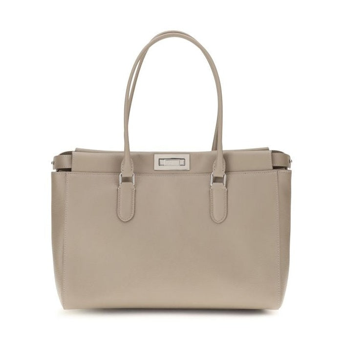 Beige Calf Leather Bos Taurus Shoulder Bag