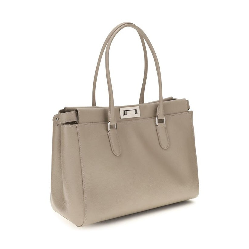 Beige Calf Leather Bos Taurus Shoulder Bag