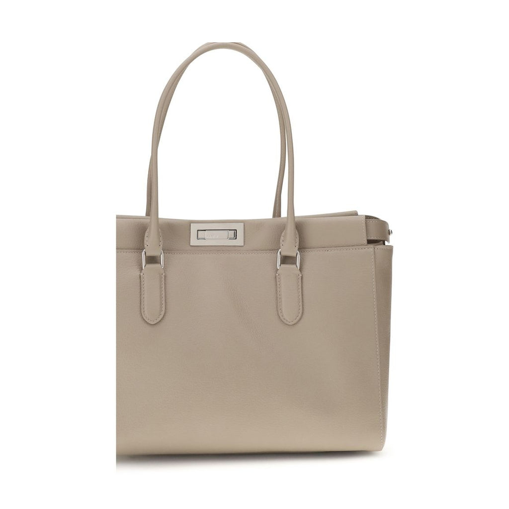 Beige Calf Leather Bos Taurus Shoulder Bag