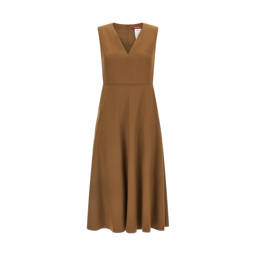 Brown Wool Midi Dress