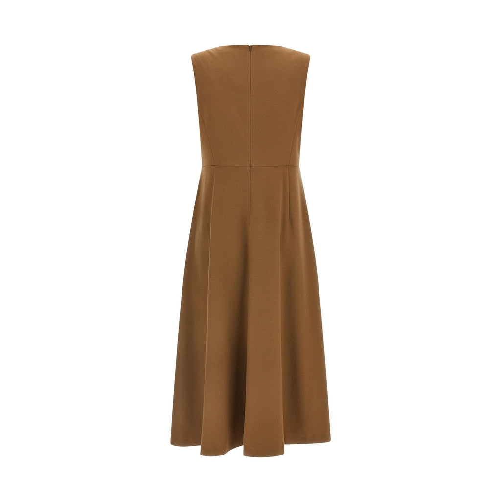 Brown Wool Midi Dress