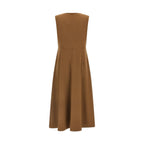 Brown Wool Midi Dress
