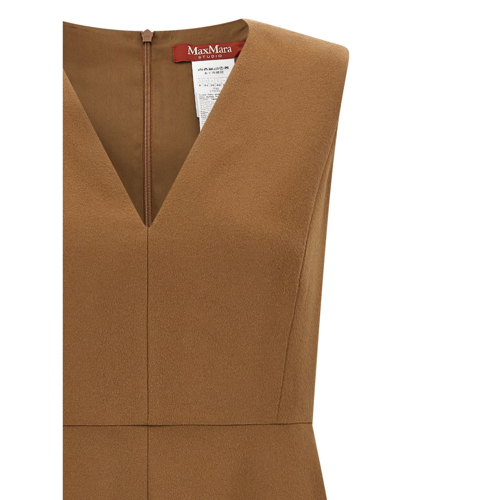 Brown Wool Midi Dress
