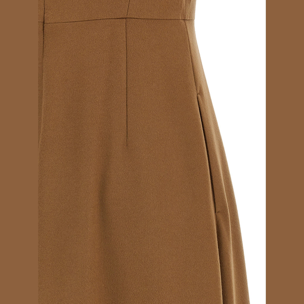 Brown Wool Midi Dress