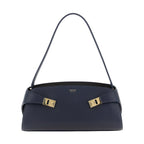 Blue Calfskin Shoulder Bag