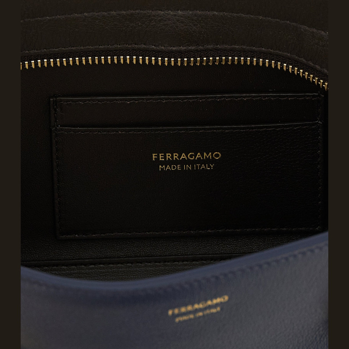 Blue Calfskin Shoulder Bag