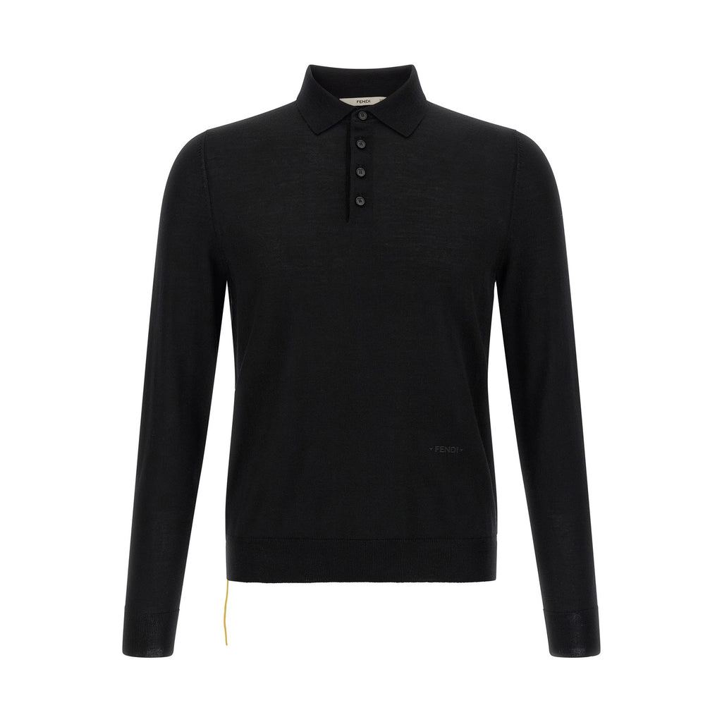 Black Virgin Wool Polo Shirt