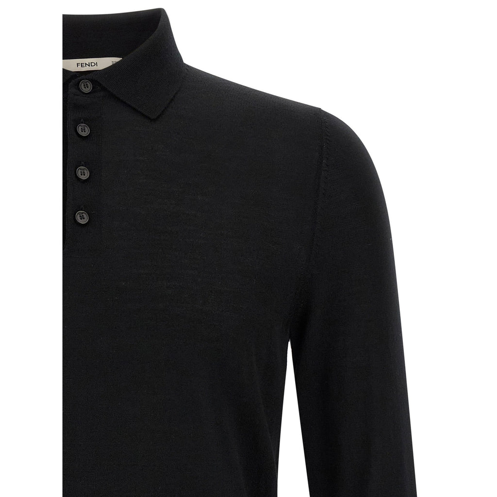 Black Virgin Wool Polo Shirt