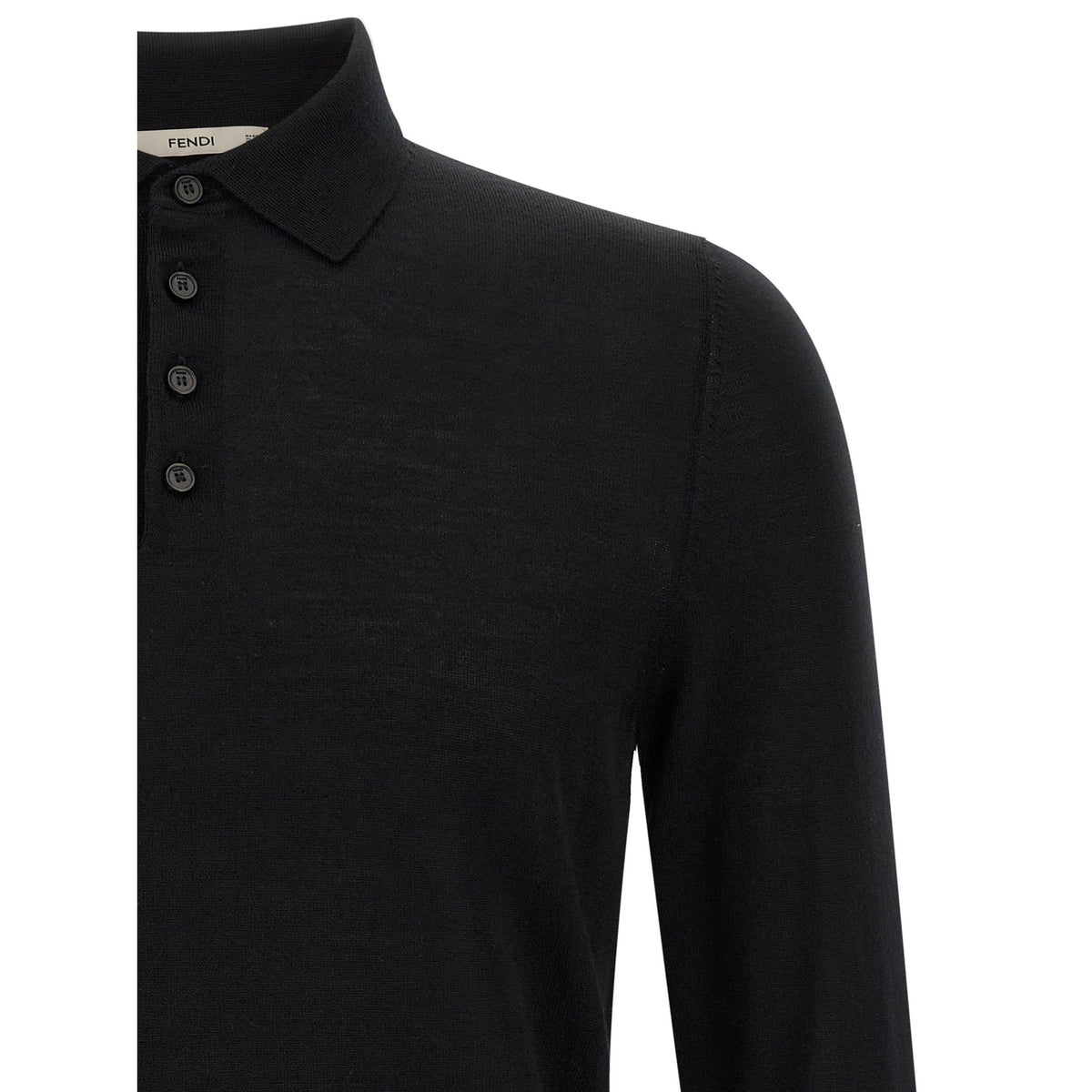 Black Virgin Wool Polo Shirt