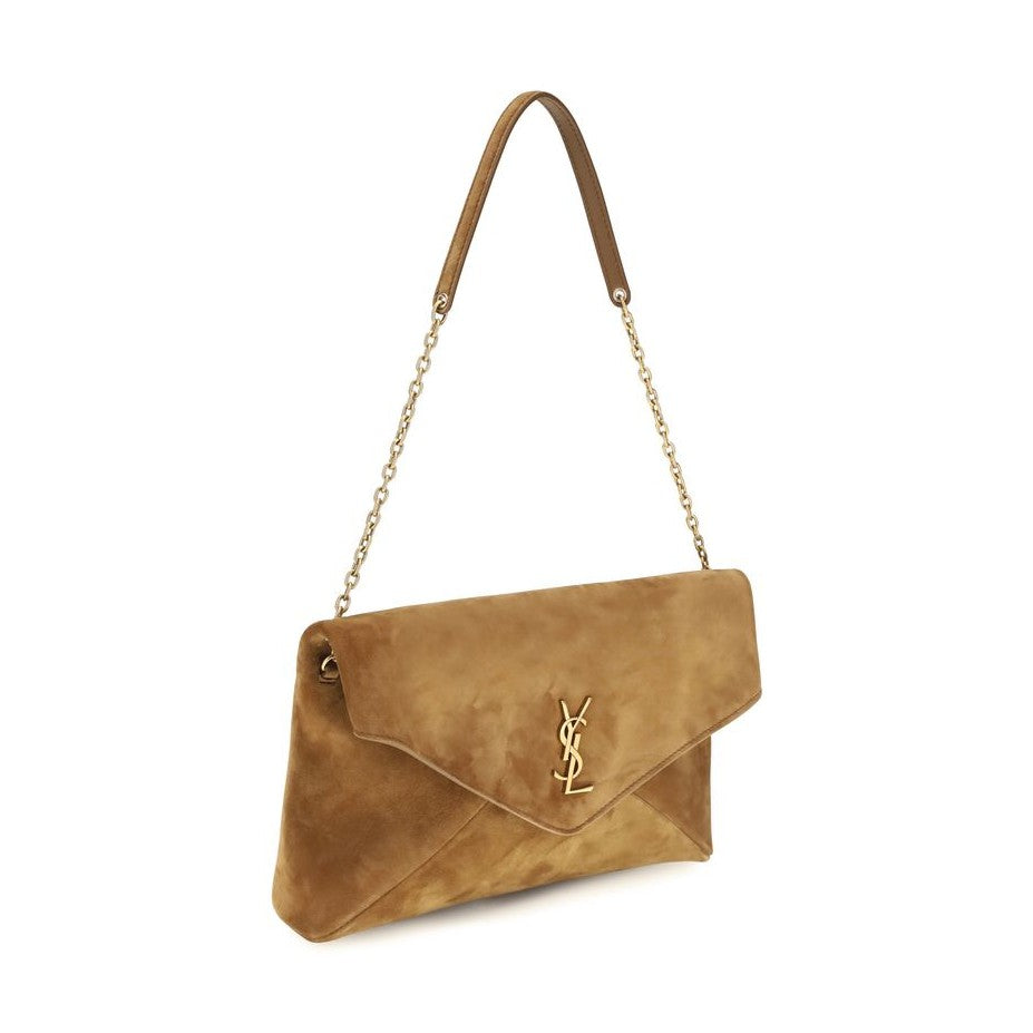 Beige Suede Leather Shoulder Bag