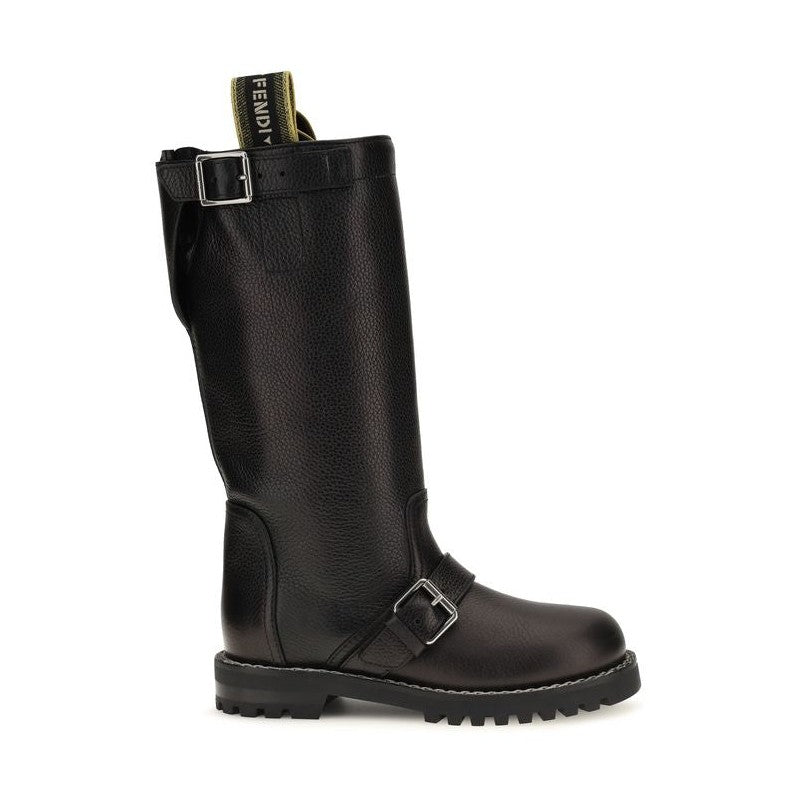 Black Calf Leather Bos Taurus Lace-Up Boots