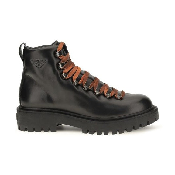Black Calf Leather Bos Taurus Lace-Up Boots