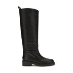 Black Calf Leather Bos Taurus Flat Boots