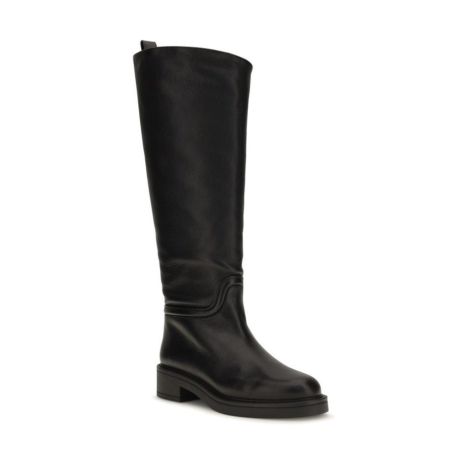 Black Calf Leather Bos Taurus Flat Boots
