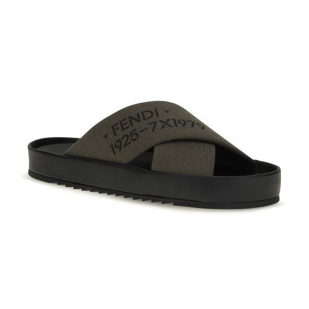 Bicolor Polyester Flat Sandals
