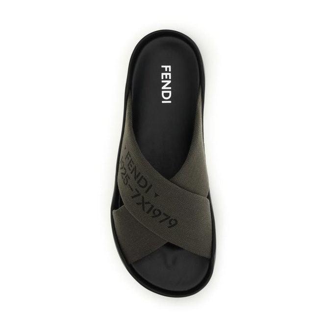 Bicolor Polyester Flat Sandals