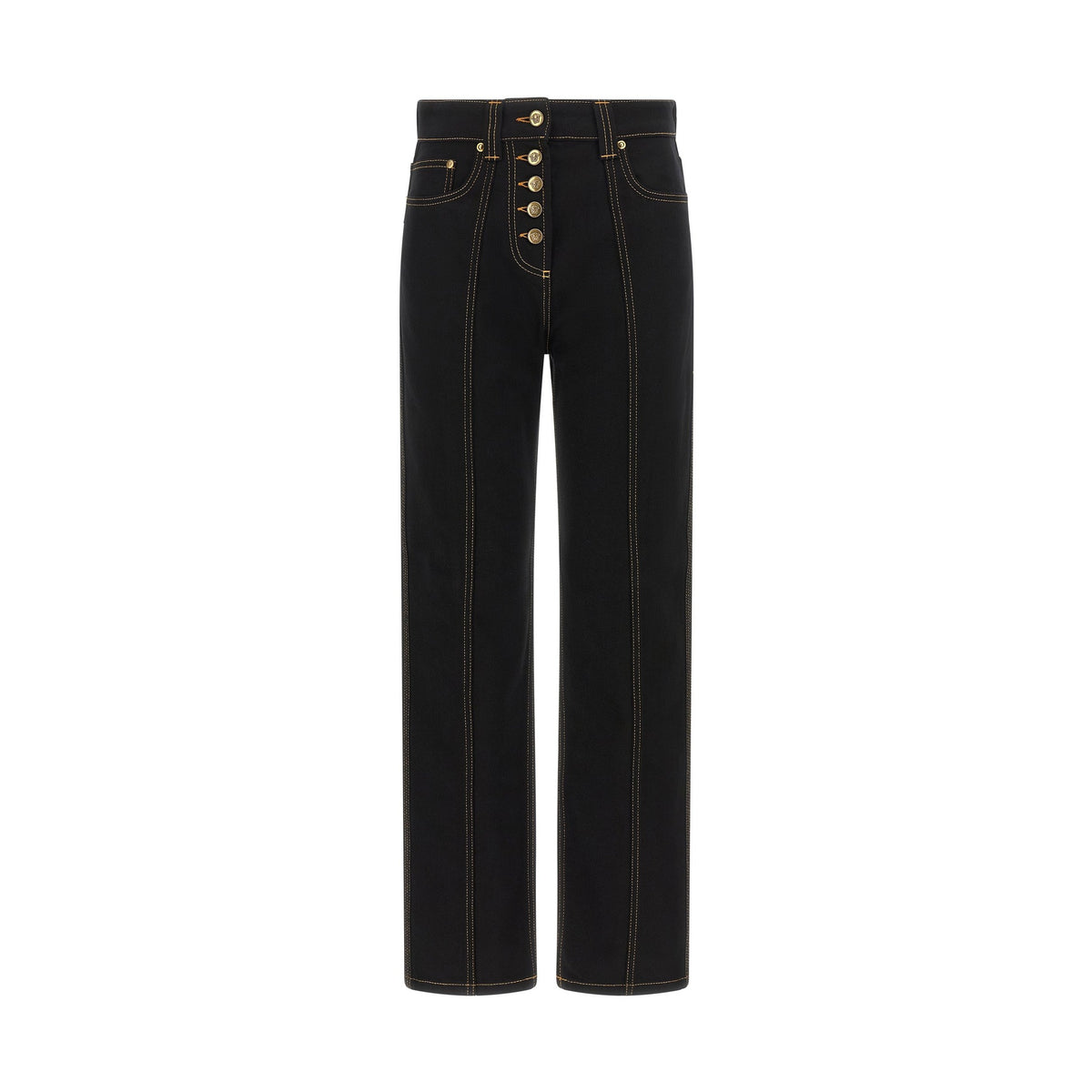 Black Cotton High-Waisted Jean
