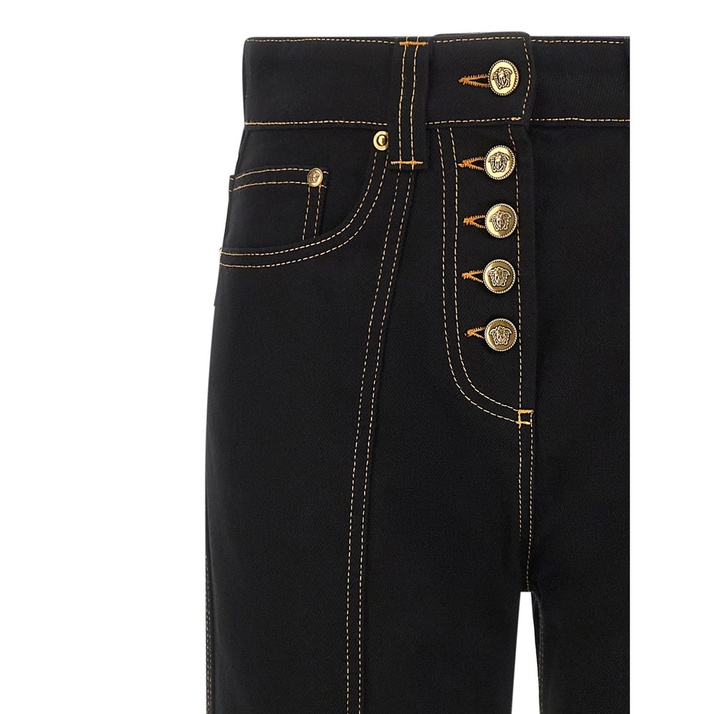 Black Cotton High-Waisted Jean